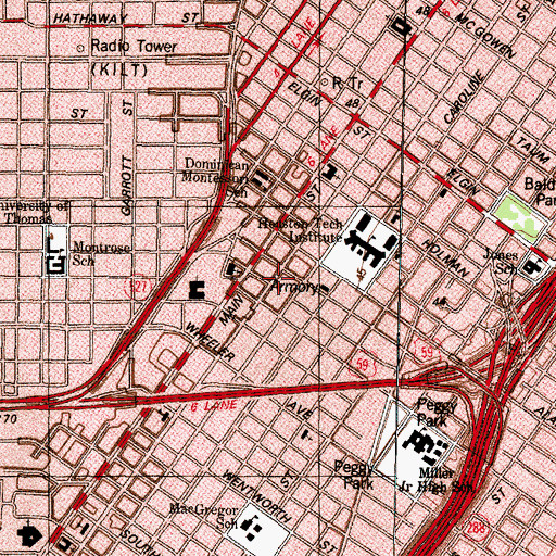 Topographic Map of Dominion Montessori School, TX