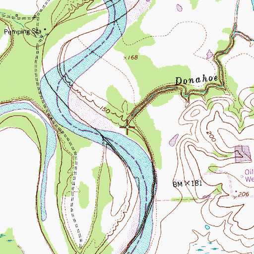 Topographic Map of Donahoe Creek, TX