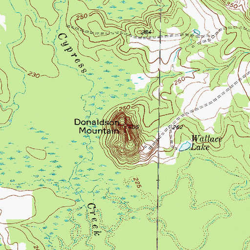 Topographic Map of Donaldson Mountain, TX