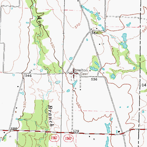 Topographic Map of Donelton Cemetery, TX