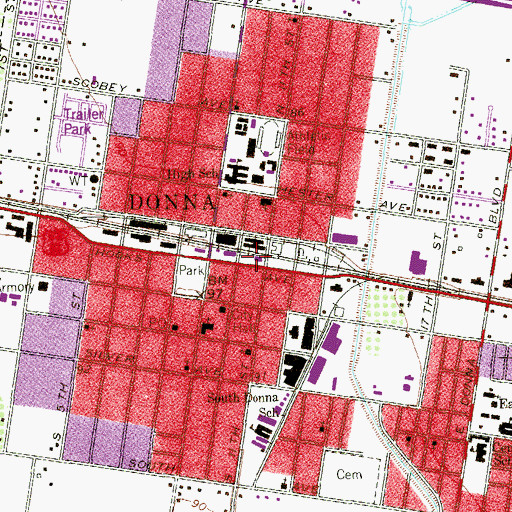 Topographic Map of Donna, TX