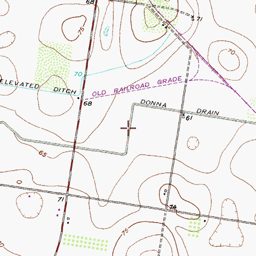 Topographic Map of Donna Drain, TX