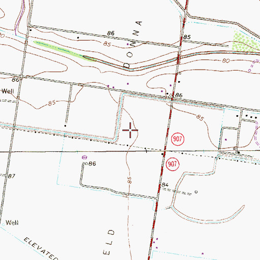 Topographic Map of Donna Gas Field, TX