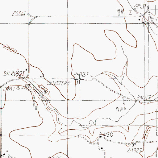 Topographic Map of Dora Cemetery, TX