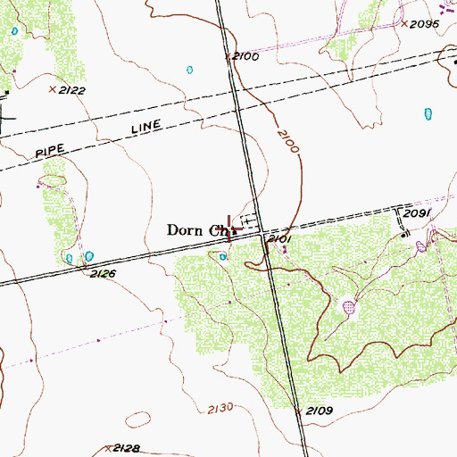 Topographic Map of Dorn Church, TX