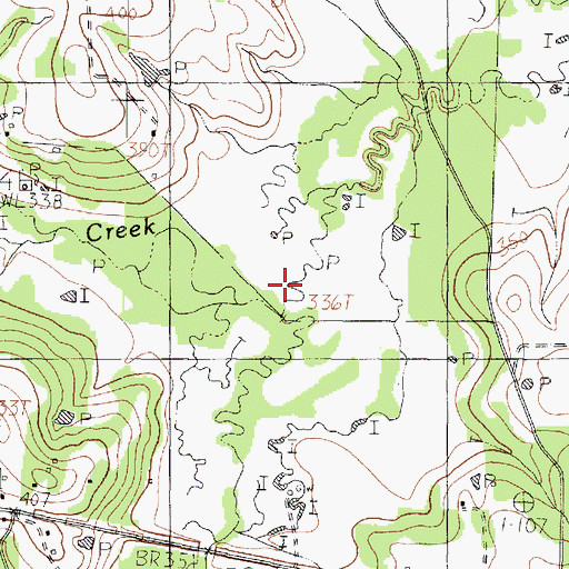 Topographic Map of Dorsett Creek, TX