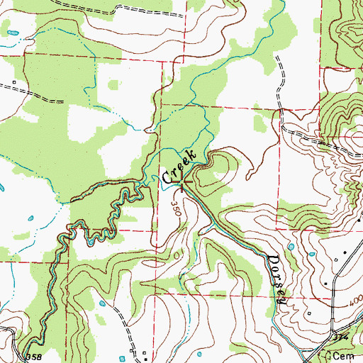 Topographic Map of Dorsey Creek, TX