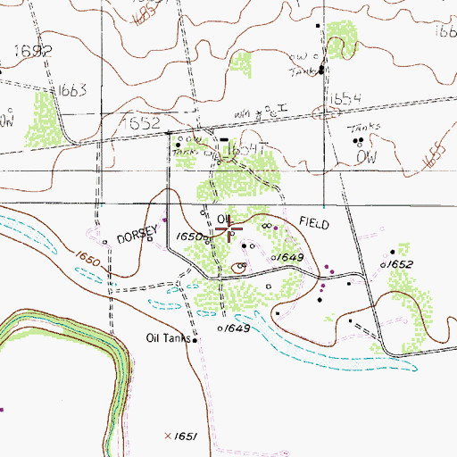 Topographic Map of Dorsey Oil Field, TX