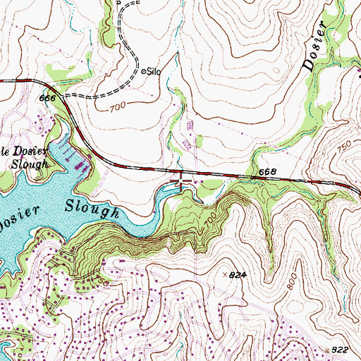 Topographic Map of Dosier Creek, TX