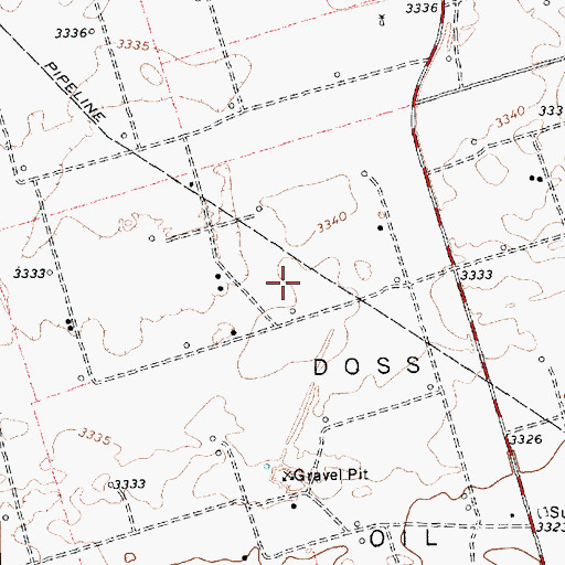 Topographic Map of Doss-Robertson Oil Field, TX