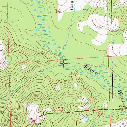Topographic Map of Bakey Branch, AL