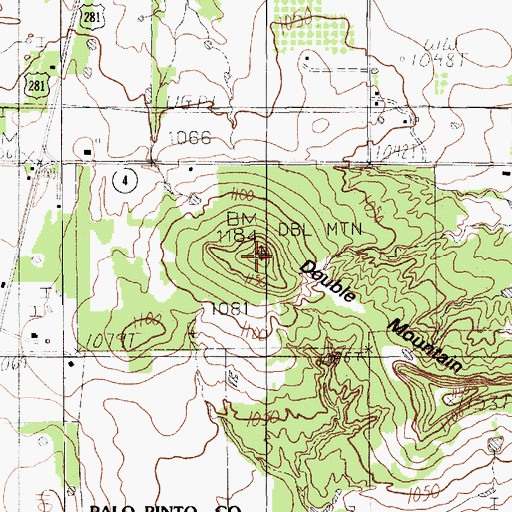 Topographic Map of Double Mountain, TX
