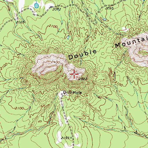 Topographic Map of Double Mountains, TX
