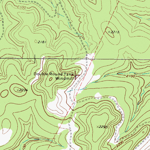 Topographic Map of Double Round Tank Windmill, TX