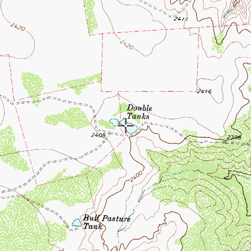 Topographic Map of Double Tanks, TX