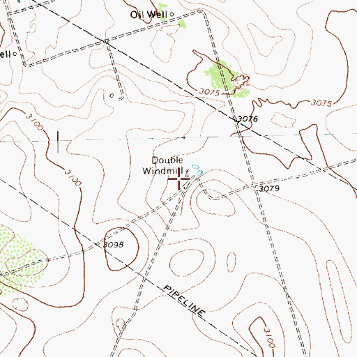 Topographic Map of Double Windmill, TX