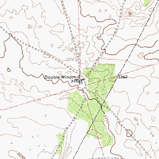 Topographic Map of Double Windmill, TX