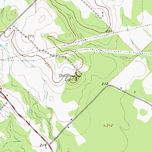 Topographic Map of Douglas Cemetery, TX
