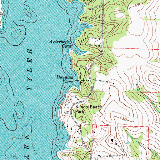 Topographic Map of Douglas Cove, TX
