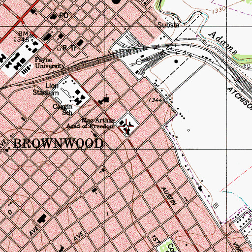 Topographic Map of Douglas MacArthur Academy of Freedom School, TX