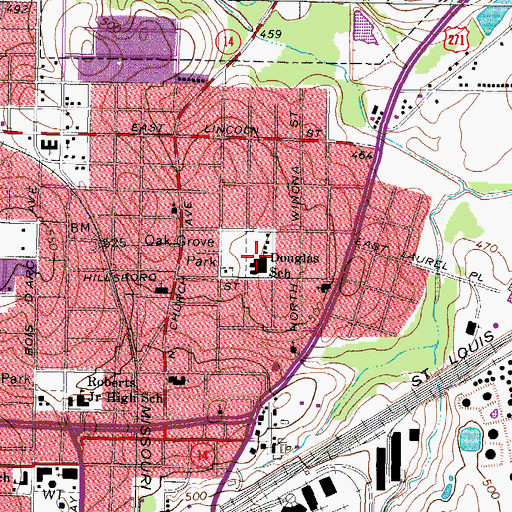 Topographic Map of Douglas School, TX