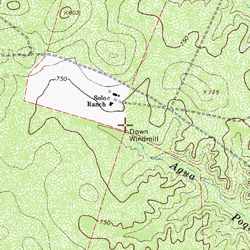 Topographic Map of Down Windmill, TX