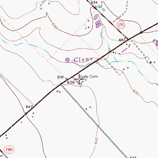 Topographic Map of Doyle Cemetery, TX