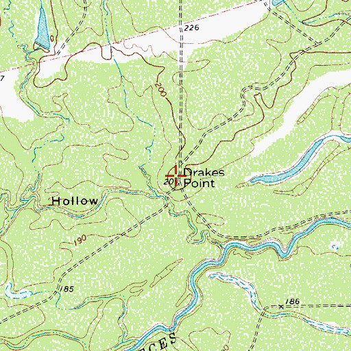 Topographic Map of Drakes Point, TX