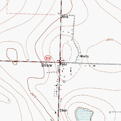Topographic Map of Draw, TX