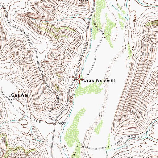Topographic Map of Draw Windmill, TX
