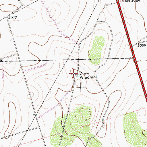 Topographic Map of Draw Windmill, TX