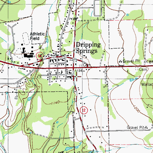 Topographic Map of Dripping Springs, TX