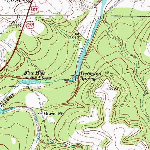 Topographic Map of Dripping Springs, TX