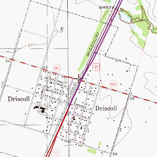 Topographic Map of Driscoll, TX
