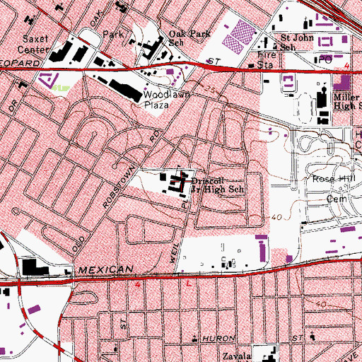 Topographic Map of Driscoll Junior High School, TX
