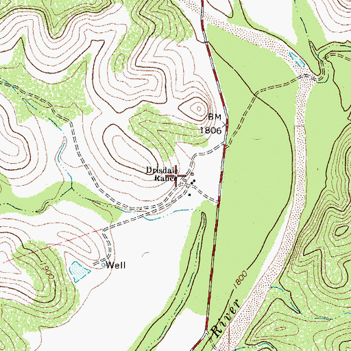 Topographic Map of Drisdale Ranch, TX