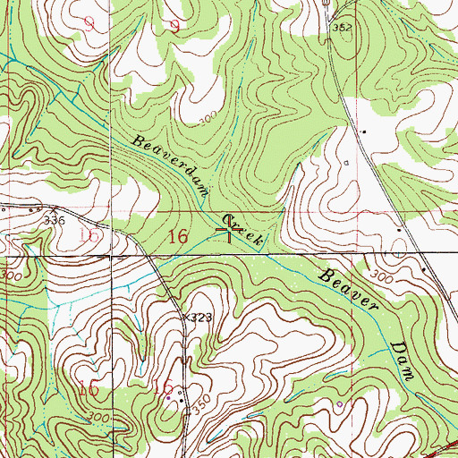 Topographic Map of Bruces Mill Creek, AL