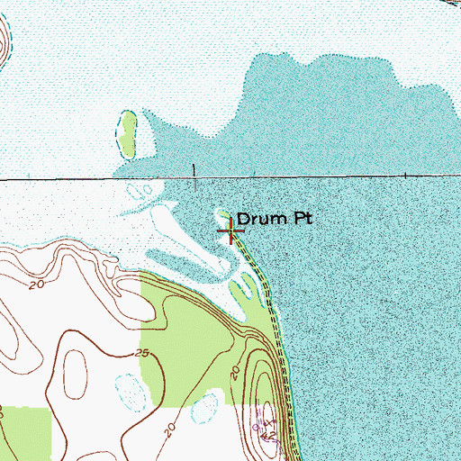 Topographic Map of Drum Point, TX