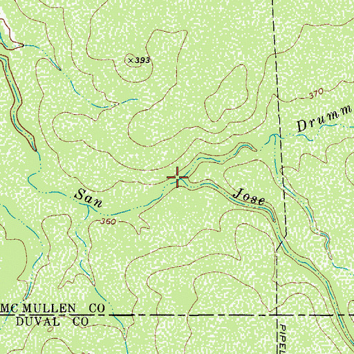 Topographic Map of Drummond Creek, TX