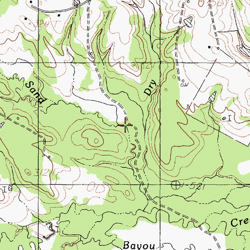Topographic Map of Dry Branch, TX