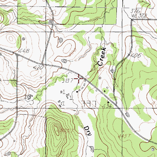 Topographic Map of Dry Branch, TX