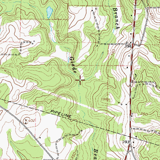 Topographic Map of Dry Branch, TX