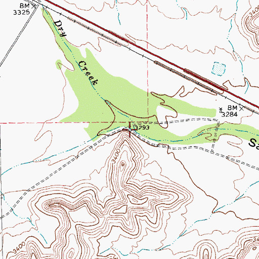 Topographic Map of Dry Creek, TX