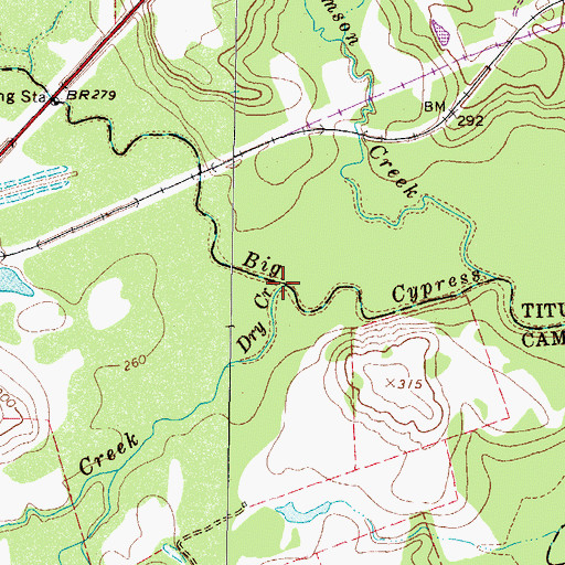 Topographic Map of Dry Creek, TX