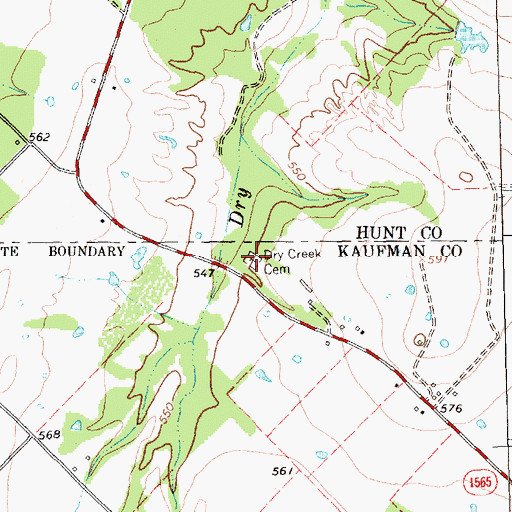 Topographic Map of Dry Creek Cemetery, TX