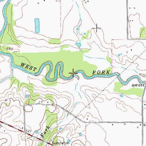 Topographic Map of Dry Fork, TX