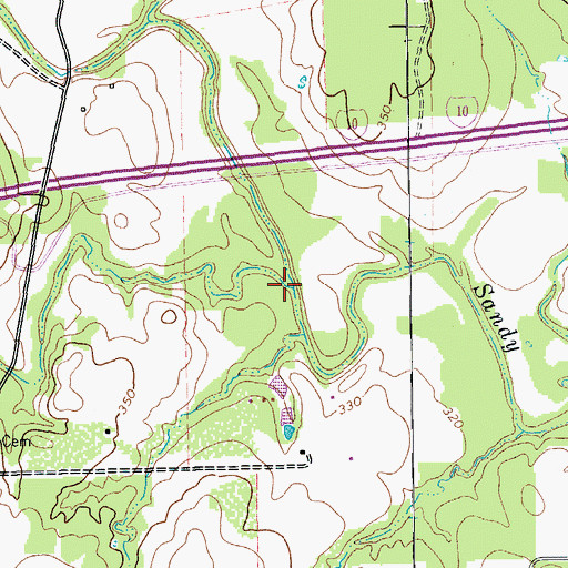 Topographic Map of Dry Run, TX