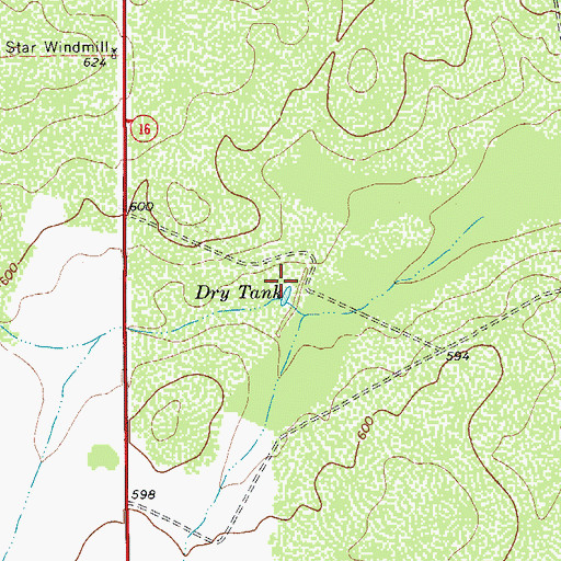 Topographic Map of Dry Tank, TX