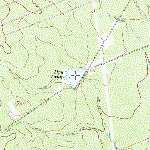 Topographic Map of Dry Tank, TX