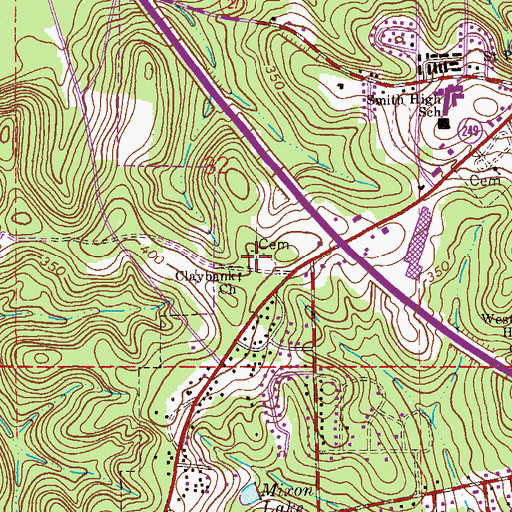 Topographic Map of Claybank Cemetery, AL